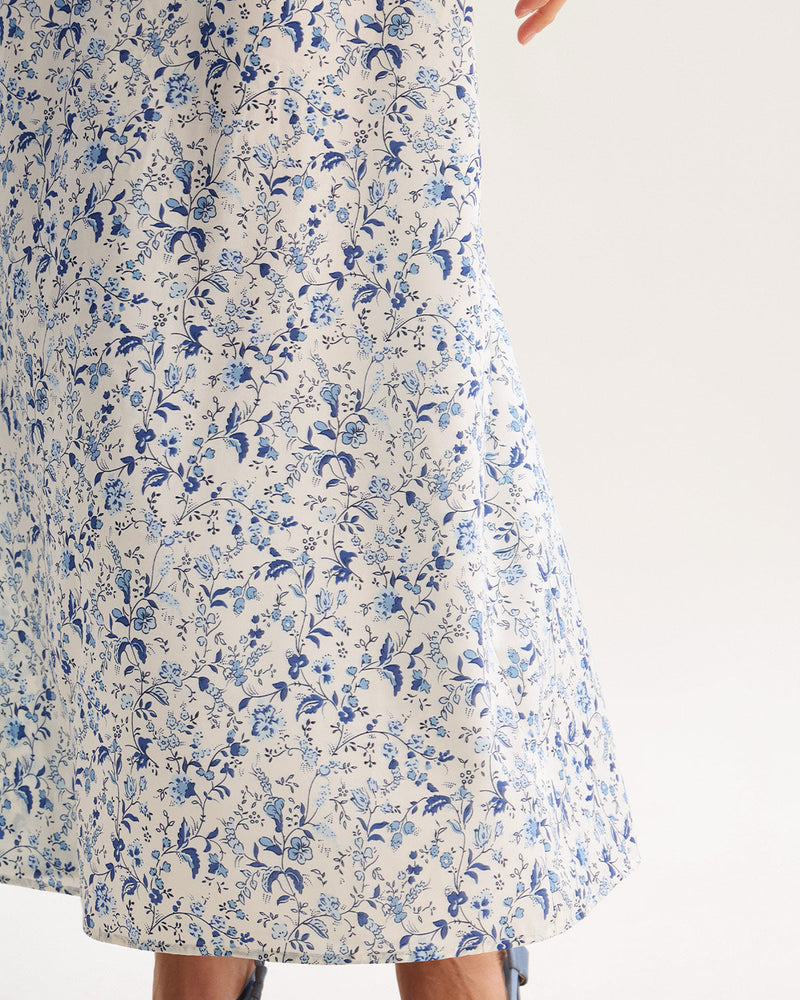 Blue Floral Slip Maxi Dress