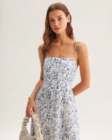 Blue Floral Slip Maxi Dress