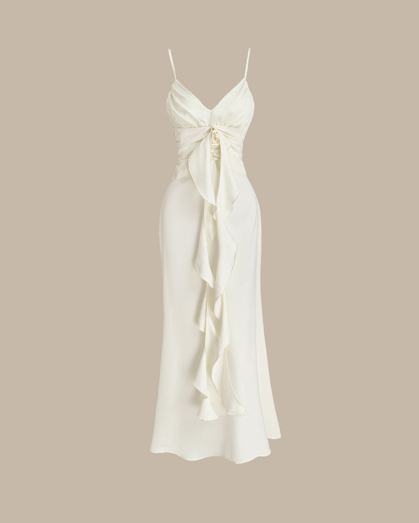 Apricot Bodycon Tassel Slip Maxi Dress