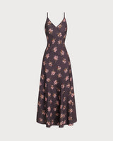 Black Floral A-Line Slip Maxi Dress