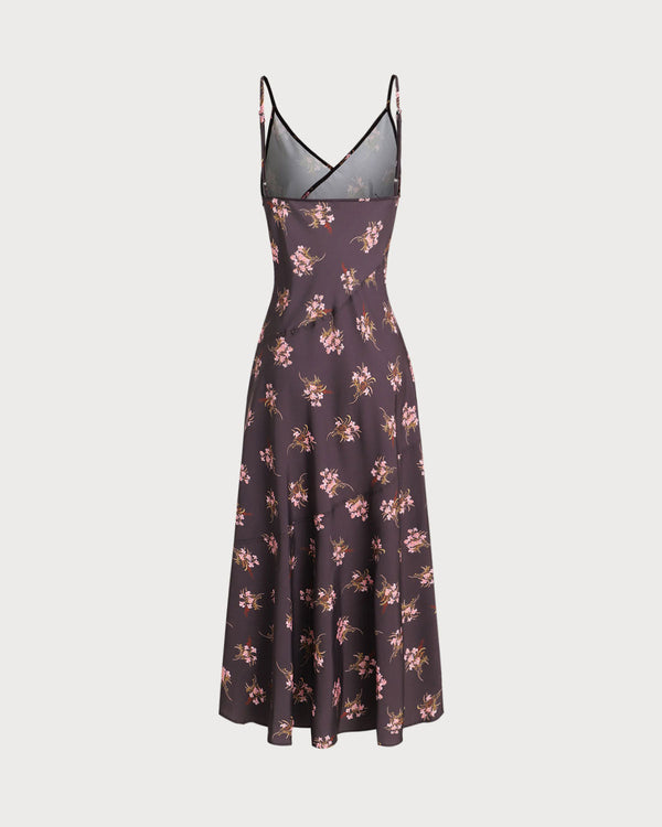 Black Floral A-Line Slip Maxi Dress