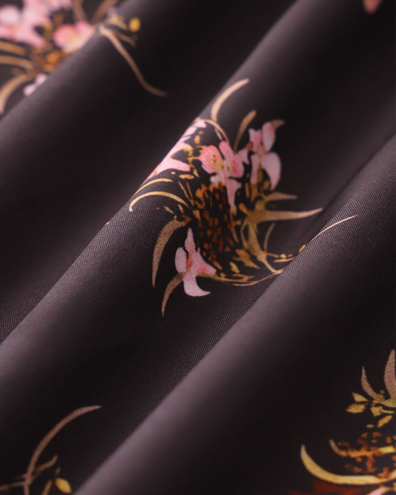 Black Floral A-Line Slip Maxi Dress