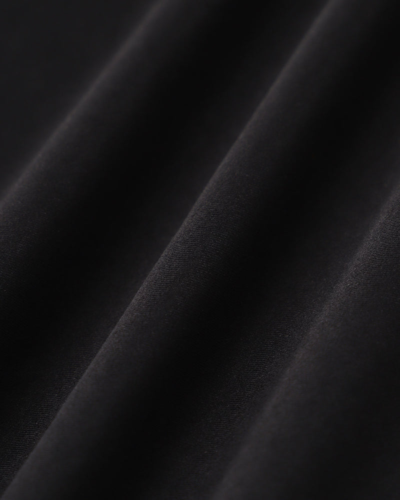 Black Square Neck Ruched Slip Midi Dress