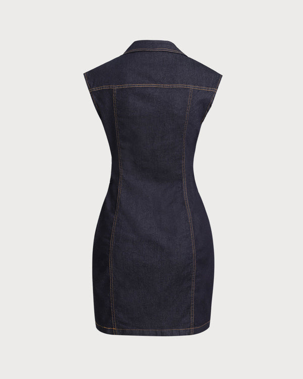 Blue Denim Sleeveless Mini Dress