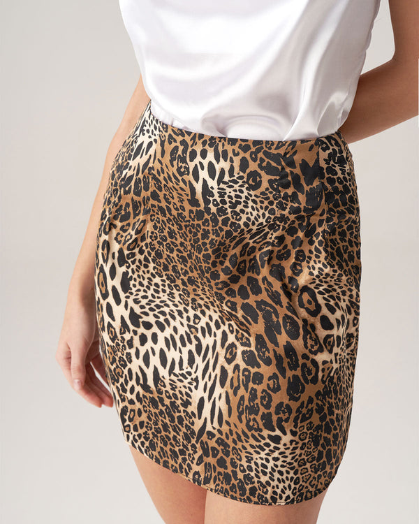 Bettydress-Brown Leopard Mini Skirt